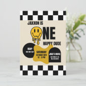 ONE Happy Dude Birthday Invitation Kaart (Staand voorkant)