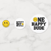 One Happy Dude Boy's Retro 1e Verjaardag Confetti (Achterkanten)