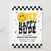One Happy Dude First Birthday Invitation Boy (Devant)