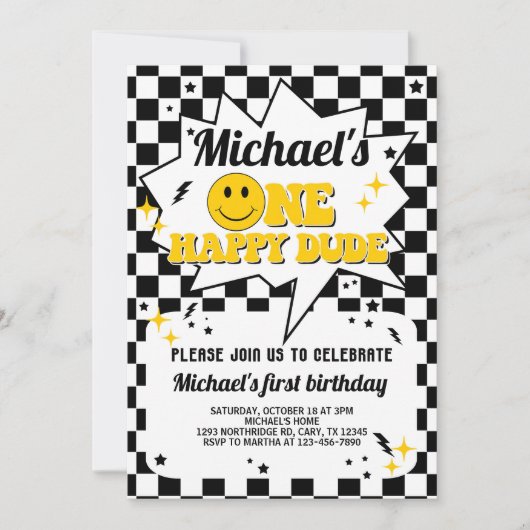 One Happy Dude garçon 1ère invitation de premier a (Devant)