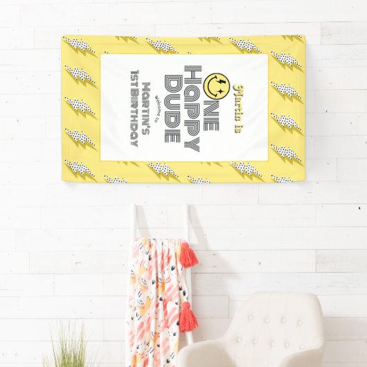 "One Happy Dude" Retro 1e verjaardagsfeest Welkom Spandoek (Insitu)