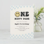 One Happy Dude Smiley 1st Birthday Kaart (Staand voorkant)