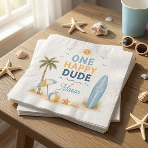 One Happy Dude Surf Beach Verjaardagsfeestje Servet