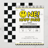 One Happy Dude Verjaardag cool dude Uitnodiging (Voorkant / Achterkant)