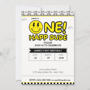 One Happy Dude Verjaardag cool dude Uitnodiging