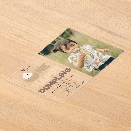 One Happy Dumpling Invite 1st First Birthday Photo Acryl Uitnodigingen (Laagn)