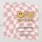 ONE HAPPY GIRL BIRTHDAY INVITATION  (Devant / Derrière)