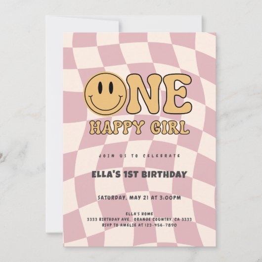 ONE HAPPY GIRL BIRTHDAY INVITATION KAART (Voorkant)