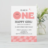 One Happy Girl First Birthday Invitation (Debout devant)