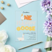 One Happy Goose Invite 1st First Birthday Cute Acryl Uitnodigingen (Insitu (Huwelijk))