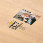 One Happy Monkey Cute 1st First Birthday Photo Acryl Uitnodigingen (Laagn)