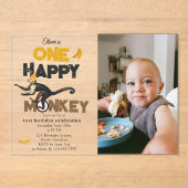 One Happy Monkey Cute 1st First Birthday Photo Acryl Uitnodigingen (Voorkant)