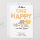 One Happy Mouse Invite 1st Cute Birthday Kaart (Voorkant)