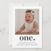 One Heart Carré Photo First Birthday Invitation (Devant)