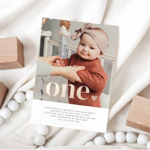 One Heart Photo First Birthday Roos Gold Folie Uitnodiging