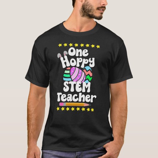 One Hoppy STEM Teacher Tutor Eggcellent Easter T-shirt (Voorkant)
