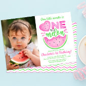 One in a Melon 1st Birthday Fotouitnodiging Kaart