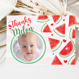 One in a Melon 1st Birthday Red bedankkaart Kaart
