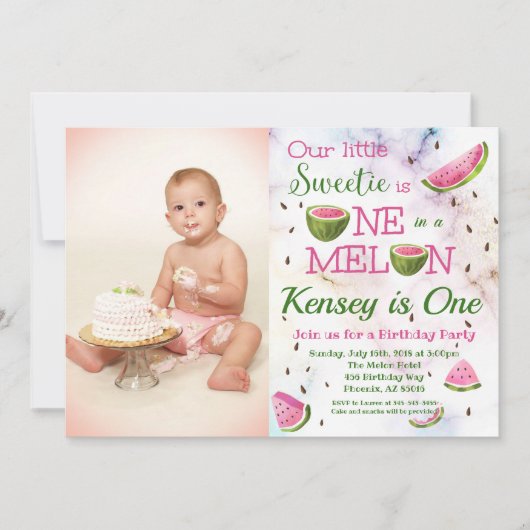 One in a Melon 1st Watermelon Invitation Anniversa (Devant)