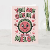 One in a Melon – Fun Watermelon Birthday Card Kaart (Voorkant)