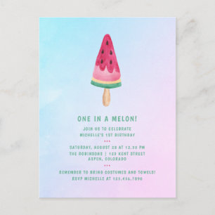 One in a Melon Ijsje 1e Verjaardagsfeestje Briefkaart