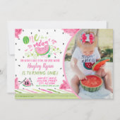 One In a Melon Photo 1er anniversaire Invitation (Devant)