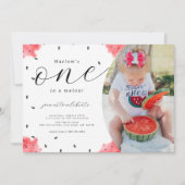One In a Melon Photo 1er anniversaire Invitation (Devant)