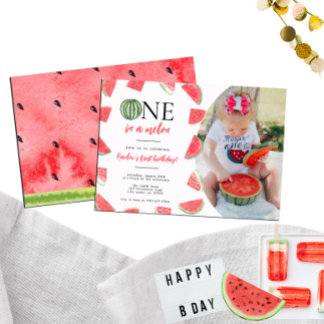 One In a Melon Photo 1er anniversaire Invitation