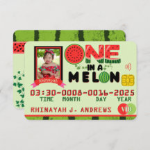 ONE in a Melon Photo Birthday Party Credit Kaart
