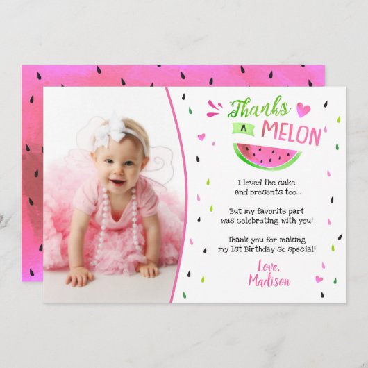 One in a Melon Verjaardag Dank u kaarten (Voorkant / Achterkant)