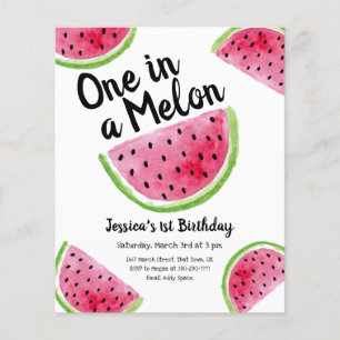One in a Melon Verjaardagsfeestje Budget Invitatio