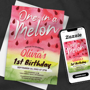 One in a Melon Watermeloen 1e Verjaardagsfeestje Kaart