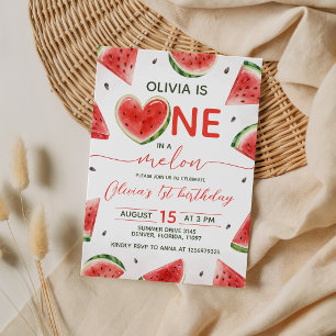 One in a Melon Watermeloen Uitnodiging voor 1e Ver