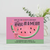 One In A Melon Watermeloen Watercolor 1e Verjaarda Kaart (Staand voorkant)