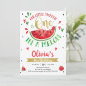 One In A Melon Watermelon 1st Birthday Invitation (Debout devant)