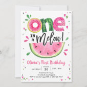 One In A Melon Watermelon 1st Birthday Invitation (Devant)