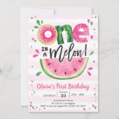 One In A Melon Watermelon 1st Birthday Invitation (Devant)