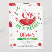 One In A Melon Watermelon 1st Birthday Invitation (Devant / Derrière)