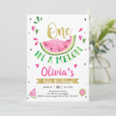 One In A Melon Watermelon 1st Birthday Invitation (Debout devant)