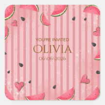 One in a Melon Watermelon First Birthday Invitatio
