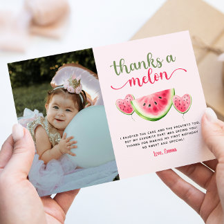 One in a Melon Watermelon Verjaardag Bedankt Card Kaart