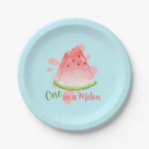 One in a Melon Watermelon Verjaardagsuitnodiging Papieren Bordje