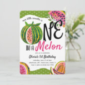 One in a Melon' Whimsical 1st Birthday Kaart (Staand voorkant)
