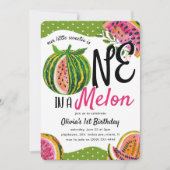 One in a Melon' Whimsical 1st Birthday Kaart (Voorkant)