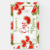 One In A Melon Zomer Groen Rood 1e Verjaardag Jong Spandoek (Verticaal)