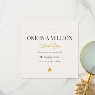 One in a Million Thank You Card Elegant Gold  Bedankkaart