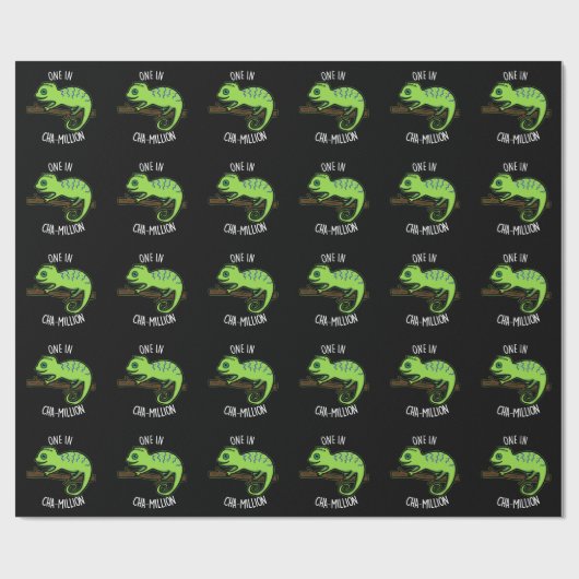 One in Cha-Million Funny Chameleon Pun Dark BG Cadeaupapier (Vlak)