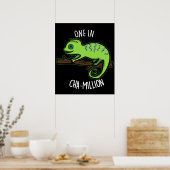 One in Cha-Million Funny Chameleon Pun Dark BG Poster (Keuken)