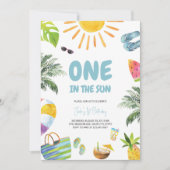 ONE in the Sun Pool Party Uitnodiging voor verjaar (Voorkant)