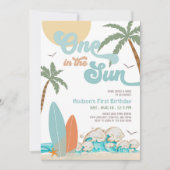 ONE in the SUN Surfen 1e verjaardag Strandfeest Kaart (Voorkant)